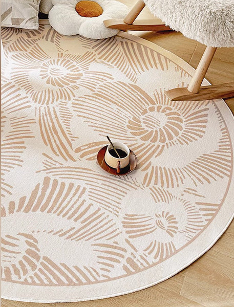Dining Room Contemporary Round Rugs, Modern Rug Ideas for Living Room, Bedroom Modern Round Rugs, Circular Modern Rugs under Chairs-LargePaintingArt.com