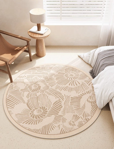 Dining Room Contemporary Round Rugs, Modern Rug Ideas for Living Room, Bedroom Modern Round Rugs, Circular Modern Rugs under Chairs-LargePaintingArt.com