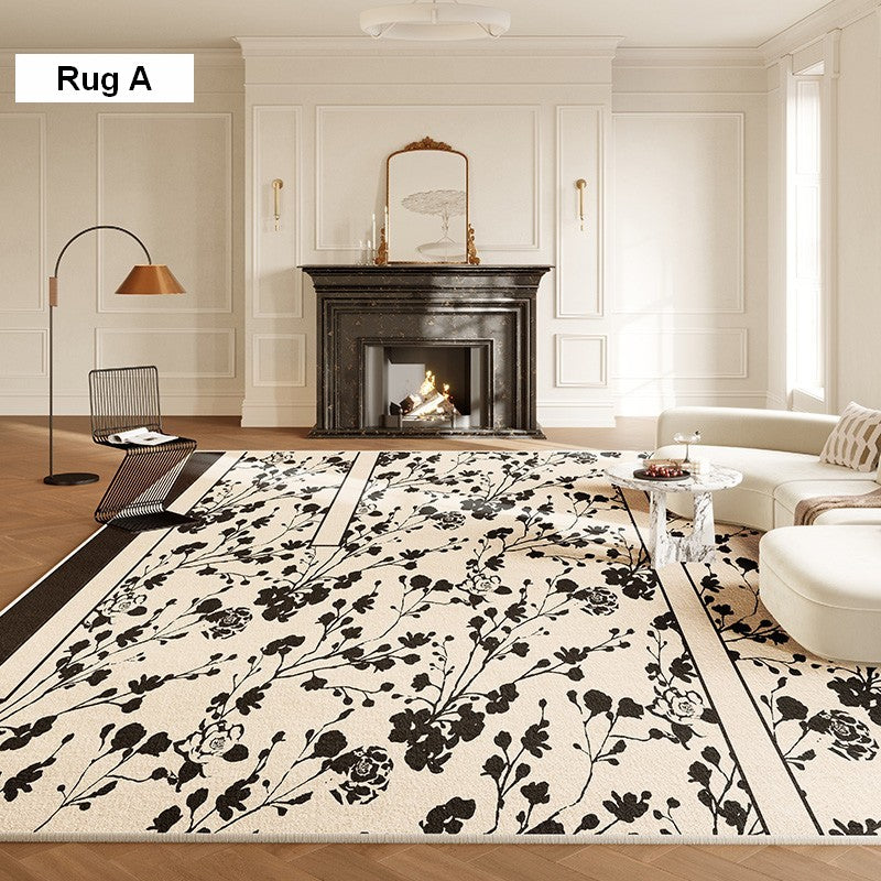 Bedroom French Style Modern Rugs, Flower Pattern Modern Rugs for Interior Design, Contemporary Modern Rugs under Dining Room Table, Flower Pattern Modern Rugs for Living Room-LargePaintingArt.com