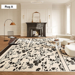 Bedroom French Style Modern Rugs, Flower Pattern Modern Rugs for Interior Design, Contemporary Modern Rugs under Dining Room Table, Flower Pattern Modern Rugs for Living Room-LargePaintingArt.com