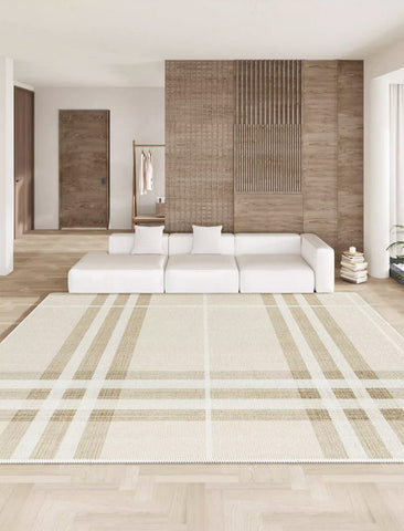 Large Beige Area Rugs for Living Room, Geometric Rug for Dining Room, Contemporary Rugs for Bedroom, Modern Floor Rugs for Office-LargePaintingArt.com