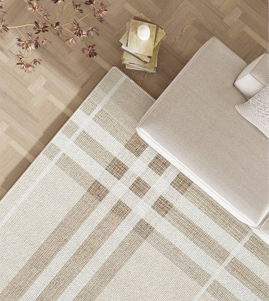 Large Beige Area Rugs for Living Room, Geometric Rug for Dining Room, Contemporary Rugs for Bedroom, Modern Floor Rugs for Office-LargePaintingArt.com