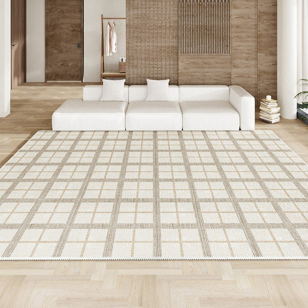 Large Modern Rugs for Living Room, Contemporary Rugs for Office, Simple Modern Beige Rugs for Bedroom, Abstract Geometric Modern Rugs, Modern Rugs for Dining Room-LargePaintingArt.com