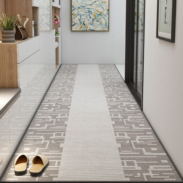 Stain-resistant Non Slip Kitchen Runner Rugs, Long Hallway Runners, Extra Long Narrow Runner Rugs, Washable Entrance Hallway Runners, Entryway Runner Rug Ideas, Light Grey Modern Long Hallway Runners-LargePaintingArt.com