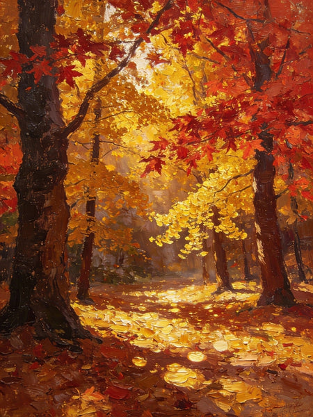 Golden Woods in Autumn, Heavy Texture Wall Art Paintings, On Canvas Small Paintings, Hand Painted Canvas Art, Original Artwork Small Paintings-LargePaintingArt.com