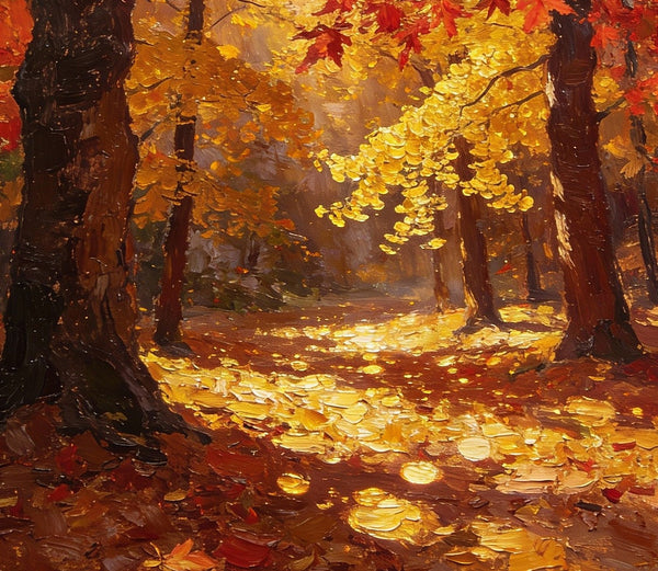 Golden Woods in Autumn, Heavy Texture Wall Art Paintings, On Canvas Small Paintings, Hand Painted Canvas Art, Original Artwork Small Paintings-LargePaintingArt.com