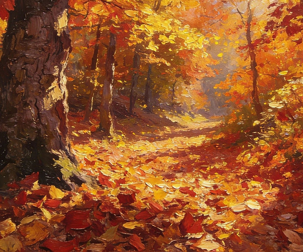 Hand Painted Canvas Art, Autumn Path Through the Forest, Original Wall Paintings, Original Artwork Small Paintings, On Canvas Small Wall Paintings, Small Landscape Paintings-LargePaintingArt.com