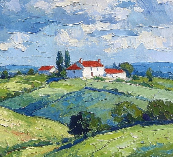 Country Hillside Under an Open Sky, Landscape Canvas Paintings, Impasto Paintings, Original Small Paintings on Canvas, Small Oil Paintings, Hand Painted Canvas Art-LargePaintingArt.com