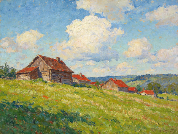 Cottages on the Green, Hand Painted Canvas Art, Small Landscape Paintings, Small Paintings on Canvas, Original Small Paintings on Canvas-LargePaintingArt.com