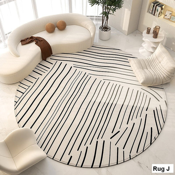 Unique Modern Rugs for Living Room, Geometric Round Rugs for Dining Room, Contemporary Modern Area Rugs for Bedroom, Circular Modern Rugs under Chairs-LargePaintingArt.com