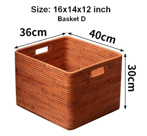 Rectangular Storage Basket, Woven Storage Baskets, Rattan Storage Basket for Clothes, Storage Baskets for Bathroom, Kitchen Storage Basket-LargePaintingArt.com