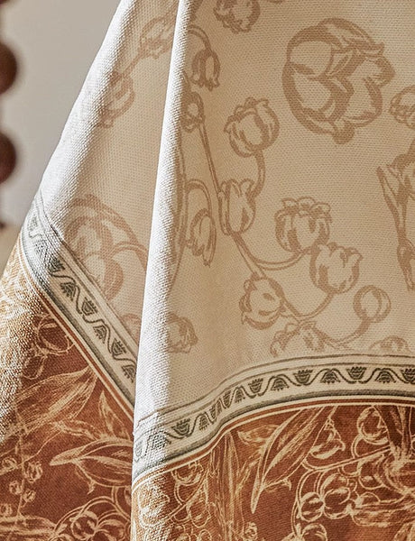Extra Large Modern Rectangular Tablecloth for Dining Room Table, Flower Farmhouse Table Covers, Square Tablecloth for Round Table, Mid Century Tablecloth for Living Room-LargePaintingArt.com