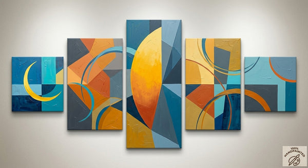 Original Modern Paintings, Geometric Contemporary Art, Abstract Acrylic Paintings, Hand Painted Canvas Art-LargePaintingArt.com