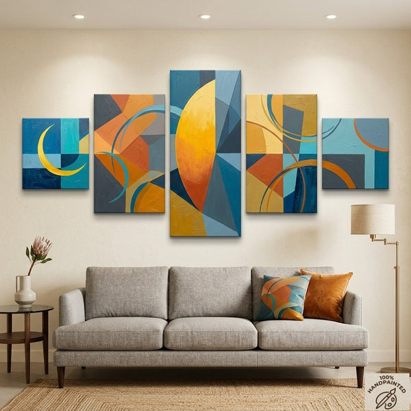 Original Modern Paintings, Geometric Contemporary Art, Abstract Acrylic Paintings, Hand Painted Canvas Art-LargePaintingArt.com
