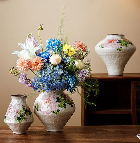 Flower Vases on Table, Handmade Water Holding Flower Vases, Centerpiece on Dining Table, Modern Porcelain Flower Vases, Ceramic Bouquet Vases-LargePaintingArt.com