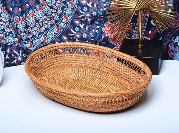 Rattan Storage Basket for Pantry, Round Storage Basket, Storage Baskets for Kitchen, Woven Storage Basket for Dining Room-LargePaintingArt.com