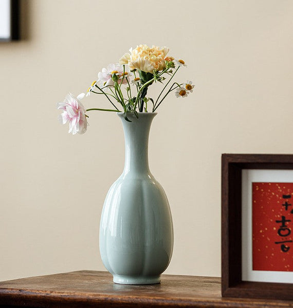 Ceramic Bud Vases, Handmade Water Holding Flower Vase, Small Flower Vases on Table, Rustic Porcelain Flower Vases-LargePaintingArt.com