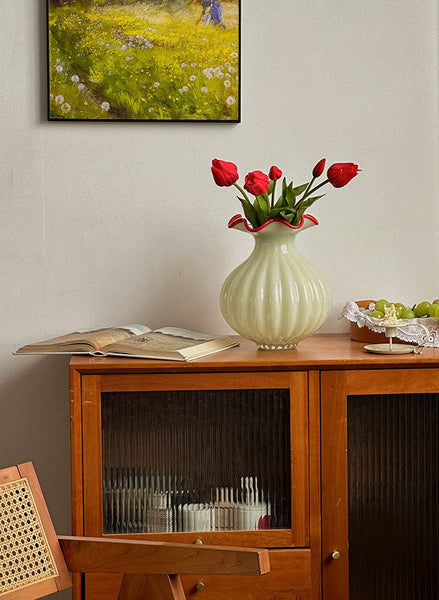 French Vintage Glass Flower Vases, Glass Bud Vases, Flower Vases on Table, Handmade Water Holding Flower Vases-LargePaintingArt.com