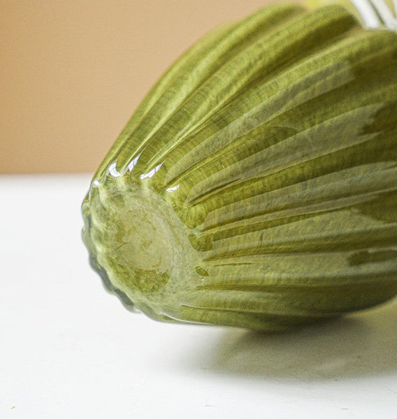 Handmade Contemporary Glass Vases, Modern Green Vases for Living Room, Mid Century Vases for Flowers, Unique Decorative Glass Vase, Centerpiece Vases on Table-LargePaintingArt.com