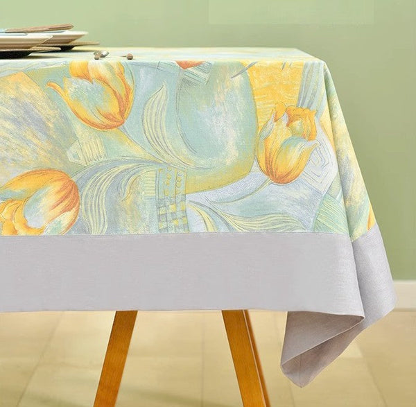 Country Farmhouse Tablecloth, Extra Large Rectangle Tablecloth for Dining Room Table, Tulip Flowers Rustic Table Covers for Kitchen, Square Tablecloth for Round Table-LargePaintingArt.com