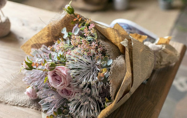 Modern Artificial Flowers for Home Decoration, Rose Flowers, Eucalyptus Globulus, Holly Leaf, Bedroom Flower Arrangement Ideas, Spring Flower Arrangement for Living Room-LargePaintingArt.com