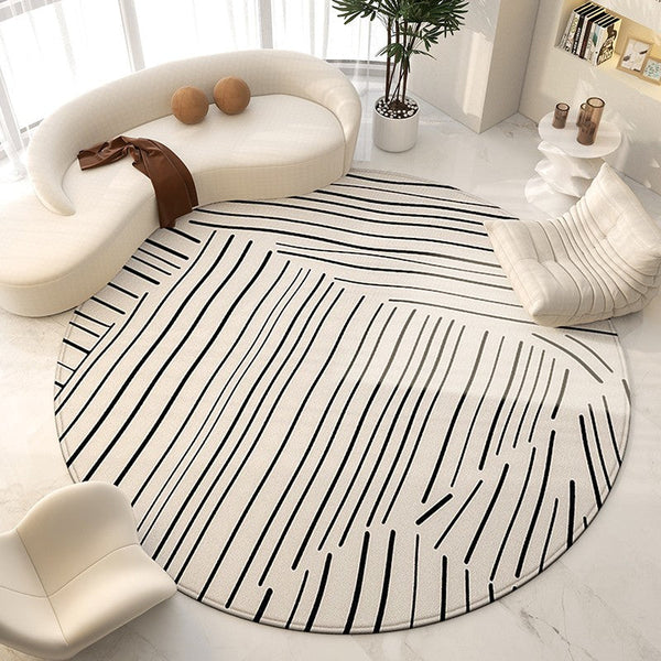 Large Modern Rugs for Living Room, Contemporary Modern Area Rugs for Bedroom, Geometric Round Rugs for Dining Room, Circular Modern Rugs under Chairs-LargePaintingArt.com