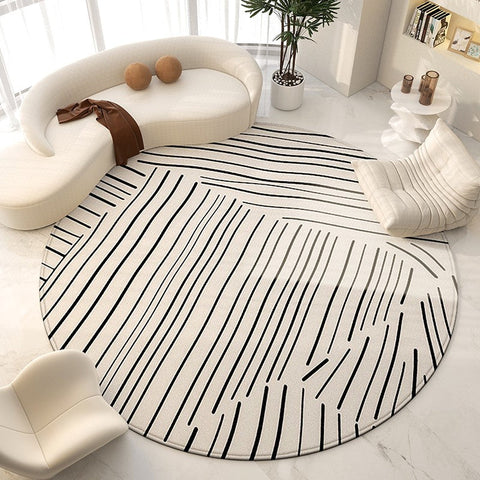 Large Modern Rugs for Living Room, Contemporary Modern Area Rugs for Bedroom, Geometric Round Rugs for Dining Room, Circular Modern Rugs under Chairs-LargePaintingArt.com