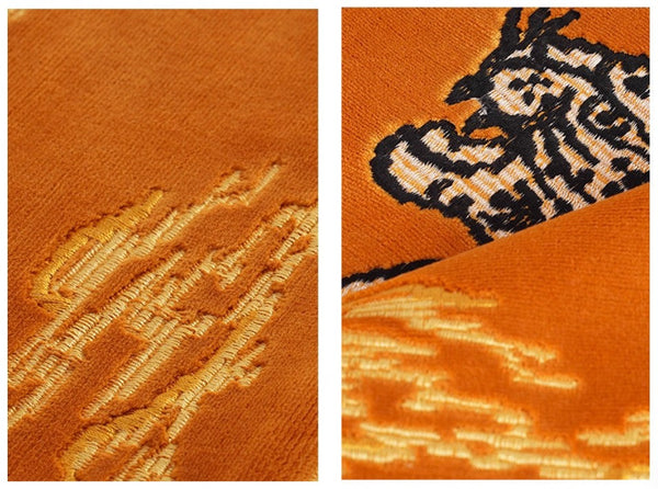 Contemporary Modern Sofa Pillows, Yellow Embroidery Tiger Pattern Pillows for Couch, Decorative Throw Pillows for Bedroom, Large Modern Sofa Pillow for Living Room-LargePaintingArt.com