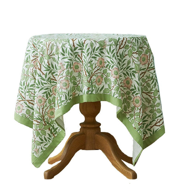 Large Rectangle Tablecloth for Dining Room Table, Square Tablecloth for Round Table, Farmhouse Table Cloth, Flower Pattern Tablecloth-LargePaintingArt.com