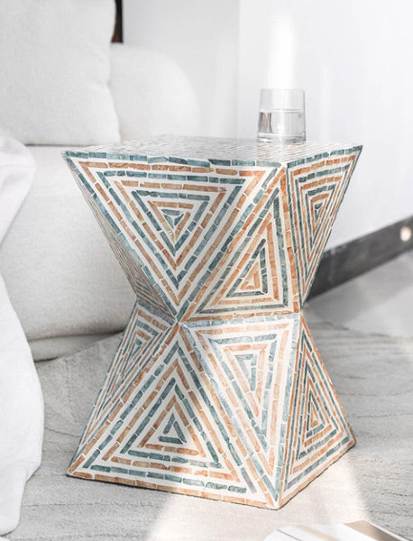 Modern Small End Table, Contemporary Small Sofa Side Table, Unique Shell Small Side Table, Portable Casual Side Table, Creative Coffee Table-LargePaintingArt.com