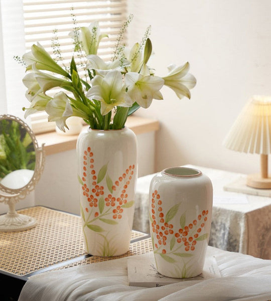 Dining Table Centerpiece, Ceramic Bouquet Vases, Porcelain Flower Vases, Large Flower Vases on Table, Handmade Water Holding Flower Vase-LargePaintingArt.com