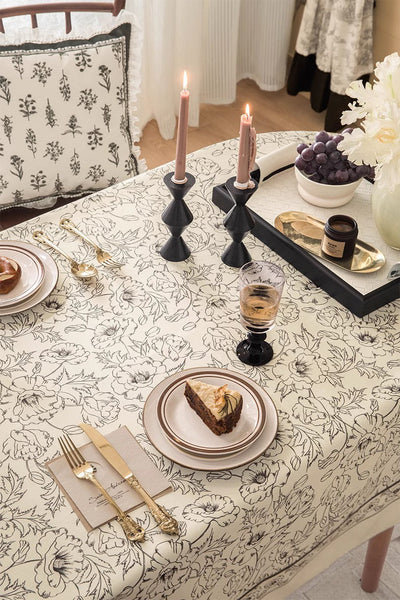 Large Flower Pattern Table Cover for Dining Room Table, Rectangular Tablecloth for Dining Table, Modern Rectangle Tablecloth for Oval Table-LargePaintingArt.com