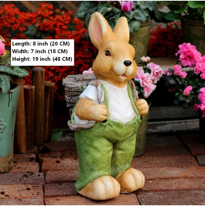 Garden Animal Statues, Large Garden Statues, Large Rabbit Statue for Garden, Bunny Flower Pot, Garden Ornament, Gardening Decoration Ideas-LargePaintingArt.com