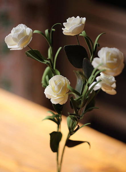 Flower Arrangement Ideas for Living Room, White Camellia Flowers, Modern Artificial Flowers for Home Decoration, Simple Artificial Floral for Bedroom-LargePaintingArt.com