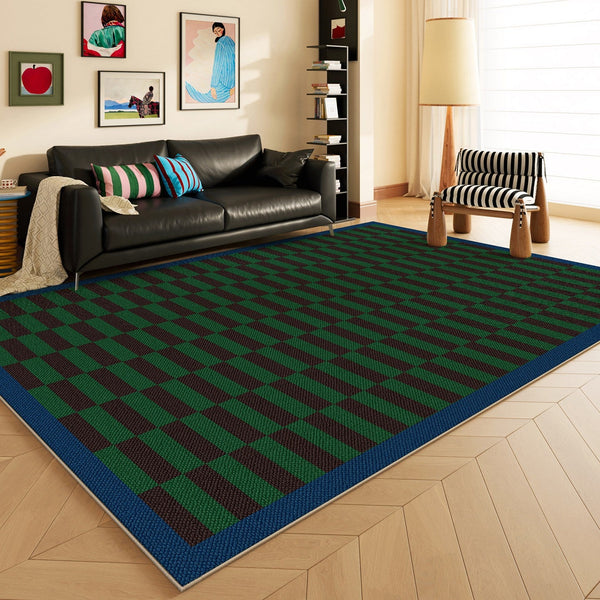 Modern Living Room Rug Ideas, Geometric Contemporary Area Rugs, Green Mid Century Modern Rugs, Colorful Modern Rugs for Dining Room-LargePaintingArt.com