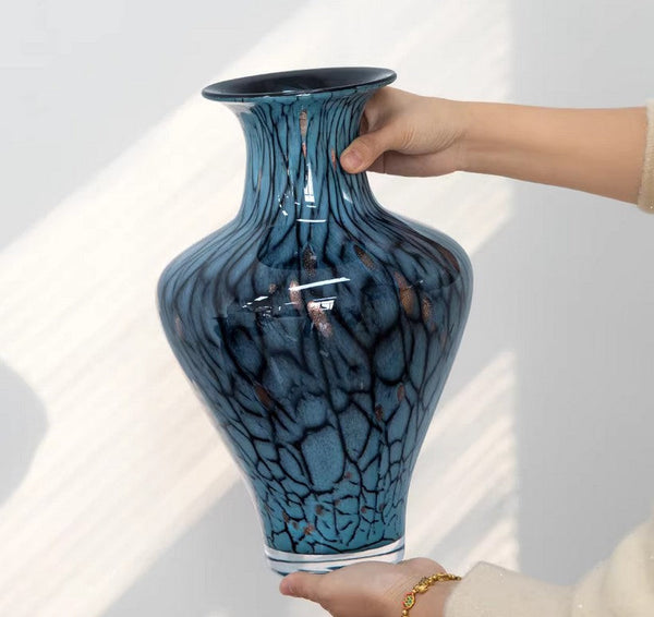 Handmade Liuli Vases, Centerpiece Vases on Table, Colored Glaze Vase for Modern Home Decor, Glass Bud Vases, Bouquet Flower Vase-LargePaintingArt.com