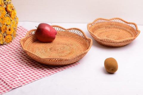 Rattan Storage Basket, Fruit Basket, Woven Round Storage Basket, Kitchen Storage Baskets, Storage Basket for Dining Room-LargePaintingArt.com