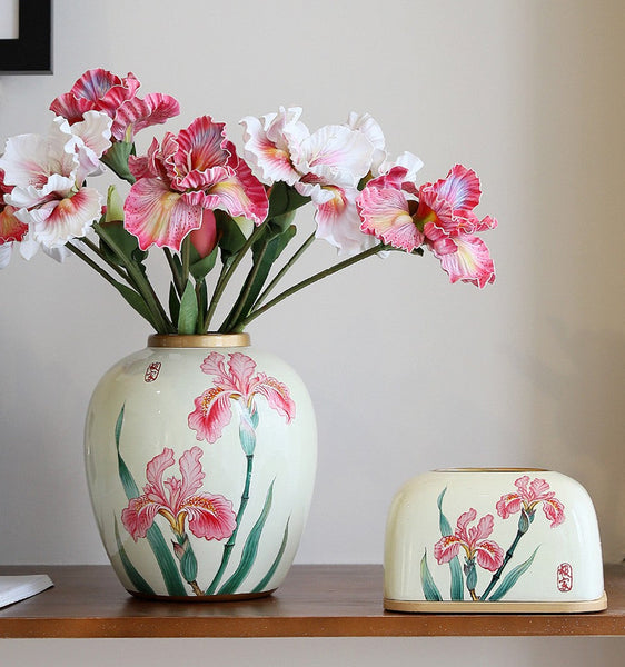 Large Flower Vases on Dining Table, Porcelain Flower Vases, Centerpiece Ceramic Bouquet Vases, Handmade Modern Flower Vase-LargePaintingArt.com