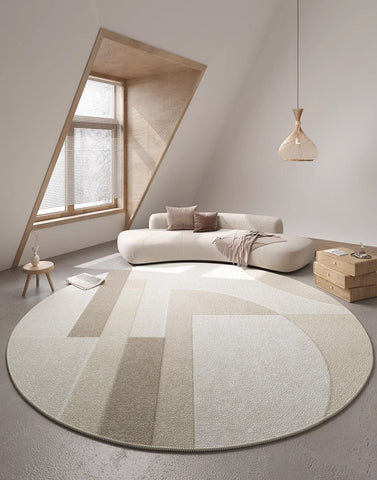 Contemporary Modern Rug Ideas for Living Room, Round Rugs under Coffee Table, Large Modern Round Rugs for Dining Room, Circular Modern Rugs for Bedroom-LargePaintingArt.com