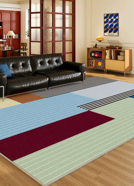 Abstract Contemporary Modern Rugs for Living Room, Geometric Modern Rug Placement Ideas for Living Room, Colorful Modern Rugs for Bedroom