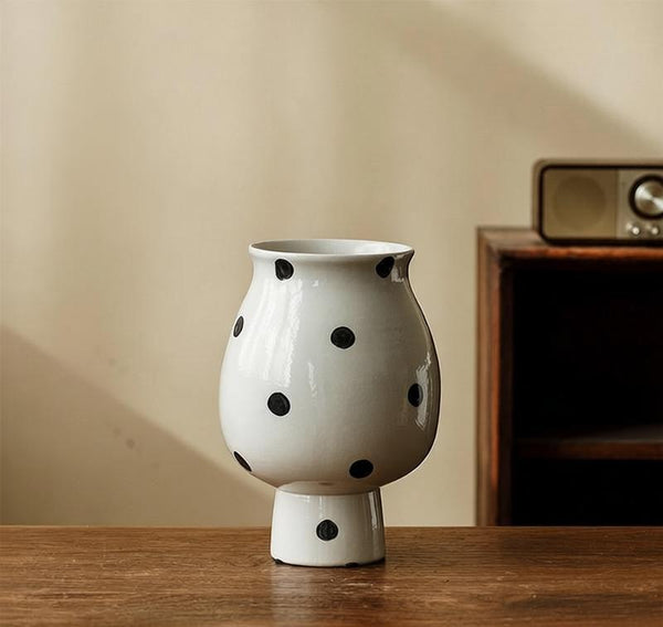 Small Flower Vases on Table, Handmade Water Holding Flower Vase, Ceramic Bud Vases, Modern Porcelain Flower Vases-LargePaintingArt.com
