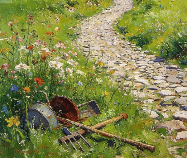 Country Cottages, Landscape Small Paintings, Original Artwork Small Paintings, Heavy Texture Oil Paintings, On Canvas Small Paintings, Hand Painted Wall Art-LargePaintingArt.com