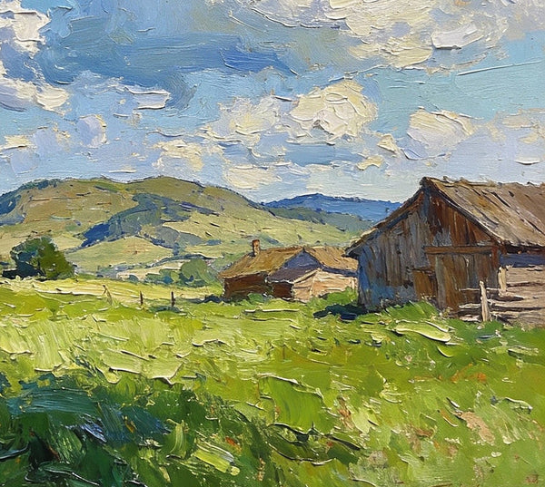 Original Small Paintings, Summer Landscape, Trees, Grass and Cloud Shadows, Landscape Artwork Canvas Paintings, Small Oil Paintings, Small Wall Paintings-LargePaintingArt.com