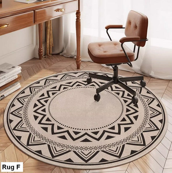 Round Rugs under Coffee Table, Geometric Modern Rug Ideas for Living Room, Circular Modern Rugs under Dining Room Table, Modern Round Rugs for Bedroom-LargePaintingArt.com