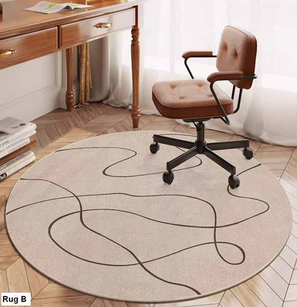 Round Rugs under Coffee Table, Geometric Modern Rug Ideas for Living Room, Circular Modern Rugs under Dining Room Table, Modern Round Rugs for Bedroom-LargePaintingArt.com