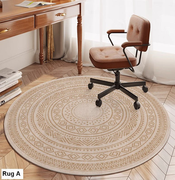 Round Rugs under Coffee Table, Geometric Modern Rug Ideas for Living Room, Circular Modern Rugs under Dining Room Table, Modern Round Rugs for Bedroom-LargePaintingArt.com
