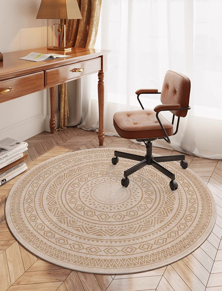 Round Rugs under Coffee Table, Geometric Modern Rug Ideas for Living Room, Circular Modern Rugs under Dining Room Table, Modern Round Rugs for Bedroom-LargePaintingArt.com