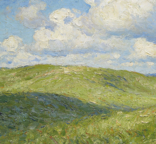 Small Wall Paintings, Grassland Under a Blue and White Sky, Landscape Canvas Paintings, On Canvas Small Paintings, Hand Painted Canvas Art, Original Artwork Landscape Paintings-LargePaintingArt.com