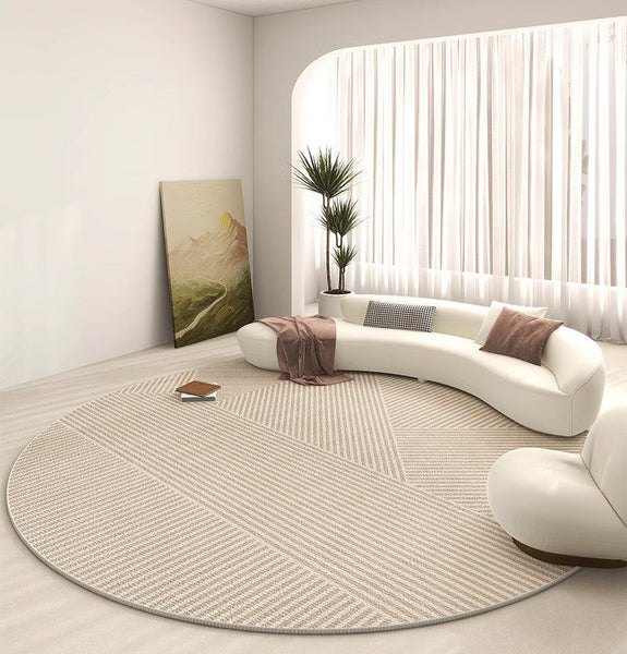 Modern Rugs for Dining Room, Circular Modern Rugs for Bedroom, Contemporary Round Rugs, Geometric Modern Rug Ideas for Living Room-LargePaintingArt.com