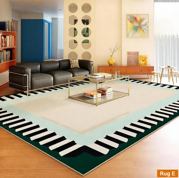 Living Room Contemporary Modern Rugs, Geometric Modern Rugs, Modern Carpets under Coffee Table, Colorful Modern Rugs for Bedroom-LargePaintingArt.com